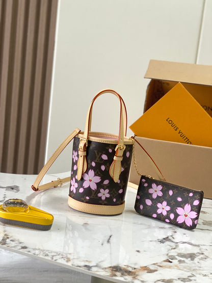 nano bucket bag: Takashi Murakami Sakura Series Handbag